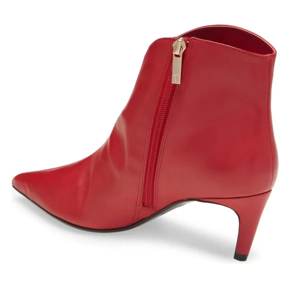Edgy Chic Ted Baker London Red Leather Booties - Picture 10 of 16